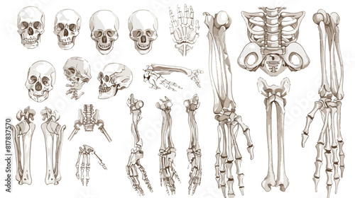 Collection of fractured bones and limbs fixed 