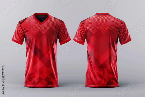 red jersey template for team club, jersey sport, front and back, Tshirt mockup sports jersey template design for football soccer, racing, gaming, sports jersey photo