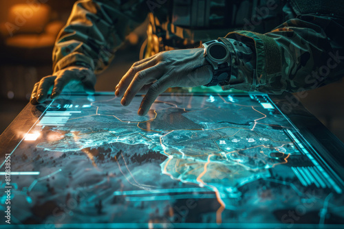 Soldier interacting with advanced digital map
