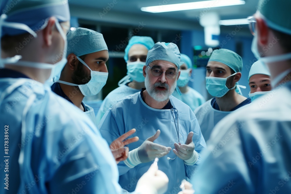 senior surgeon instructing team during live operation senior surgeon instructing team during live operation