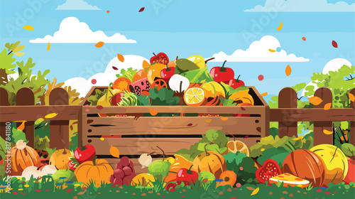 Compost box with bio recycling garbage vector illustration