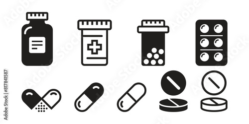 Pills capsules icon in flat style. Medical tablet vector illustration on isolated background. Healthcare drug sign business concept.