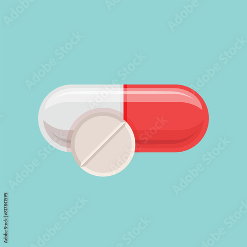 Pills capsules icon in flat style. Medical tablet vector illustration on isolated background. Healthcare drug sign business concept.