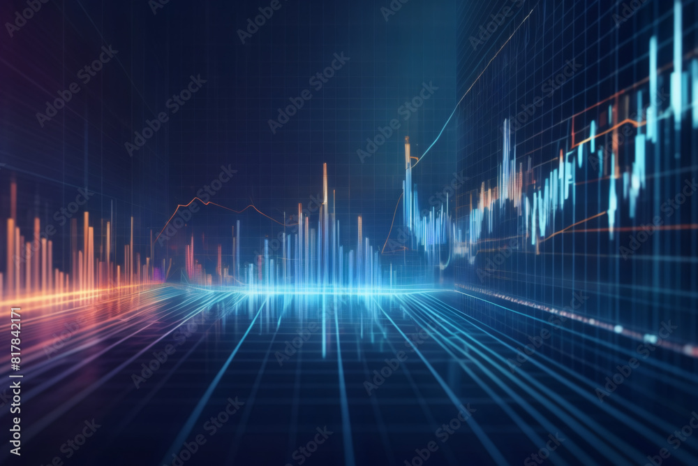 Digital backdrop featuring stock graphs, finance data, economic trends, and trade statistics Digital backdrop featuring stock graphs, finance data, economic trends, and trade statistics