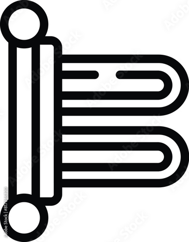 Simple illustration of a wallmounted towel warmer in a modern line art style