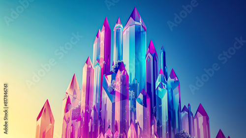 Fantasy colorful crystal palace with gems and diamonds. photo