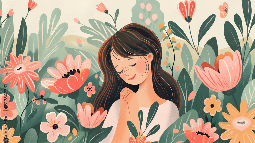 girl with flowers girl with flowers