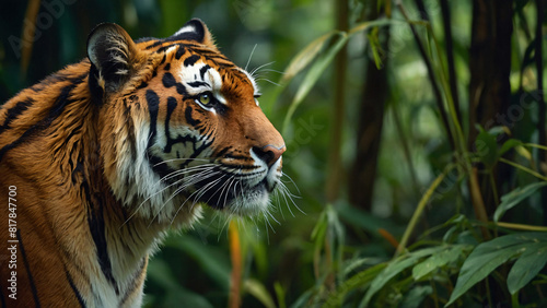 tiger face close up with nature background