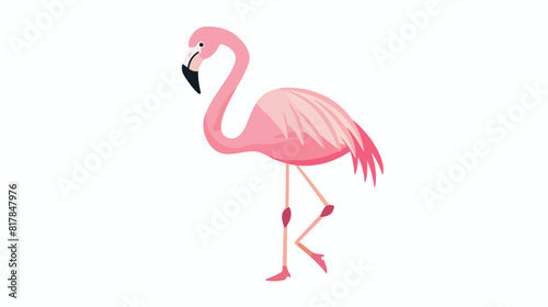 Cute flamingo pink bird in Scandinavian style.