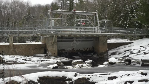 Wilson's Falls Generating Station in the Town of Bracebridge in winter in Ontario, Canada photo