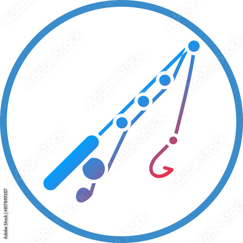 Fishing Line and Hook Icon Style