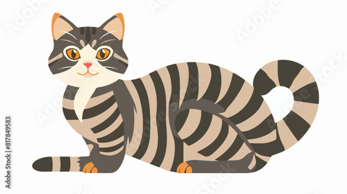 Domestic cat flat vector illustration. Childish soft