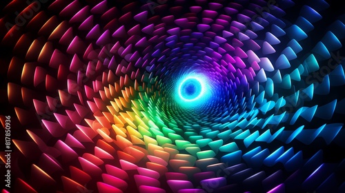 Digital technology neon color spiral poster background