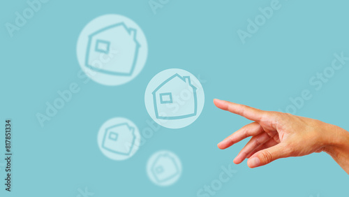 House bubble boom. Concept photo of Real estate market bubble, housing market, subprime mortgage crisis. Home loans