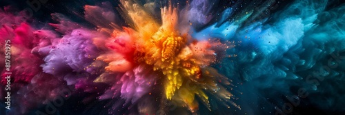 Colorful powder explosion for abstract banner or background