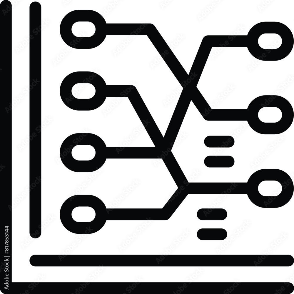 Black and white vector image of a simplified network or circuit diagram ...