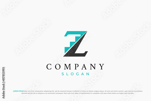 logo letter z stairs business abstract