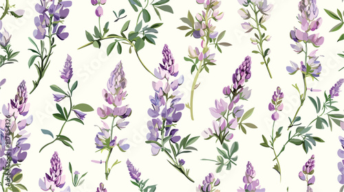 Elegant seamless pattern with blossoming tufted vetch photo