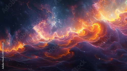 Abstract cosmic fractals, vibrant colors and intricate patterns with a galactic feel