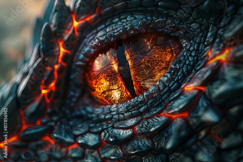 Close up of dragon eye in red