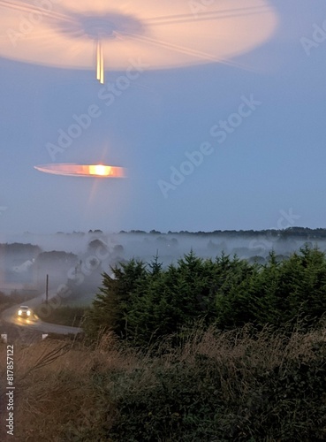 Foggy evening in Irish countryside 
