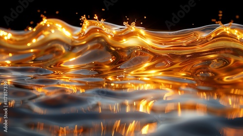 Abstract liquid gold, smooth gradients and reflective surfaces with a luxurious appearance