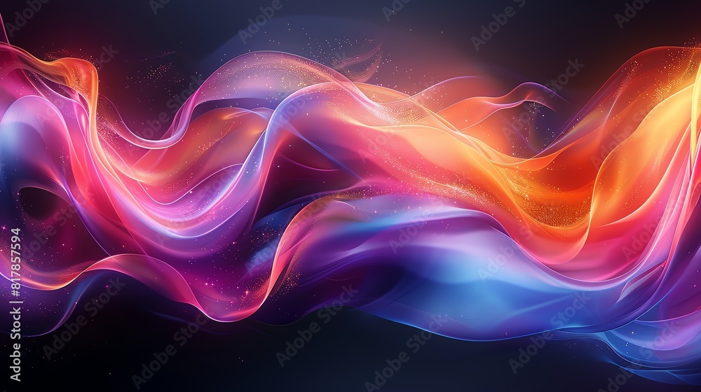 Abstract neon lines, vibrant colors and dynamic motion against a dark background Abstract neon lines, vibrant colors and dynamic motion against a dark background