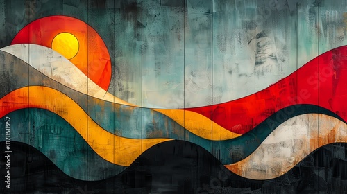 Bold abstract layers, contrasting colors and overlapping shapes creating a modern look photo