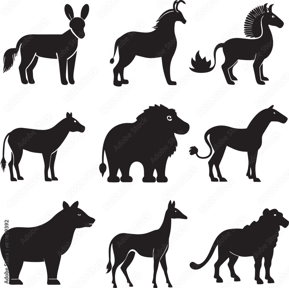 set of animal illustration isolated on white background set of animal illustration isolated on white background