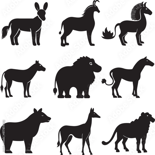 set of animal  illustration  isolated on white background