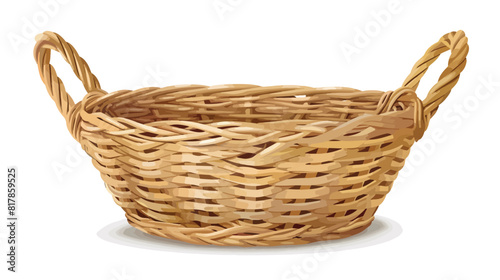 Empty straw basket with two handles. Realistic tradit