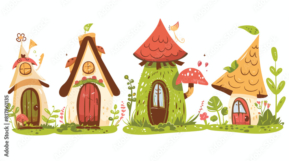 Fairytale fantasy houses Four . Tiny fairy tale gnome