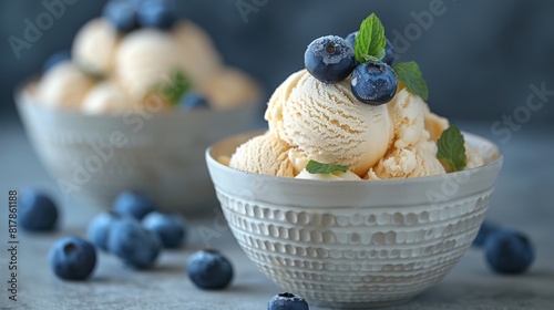 gourmet ice cream, indulge in a healthy dessert cottage cheese ice cream with blueberries, honey drizzle creamy and delicious option