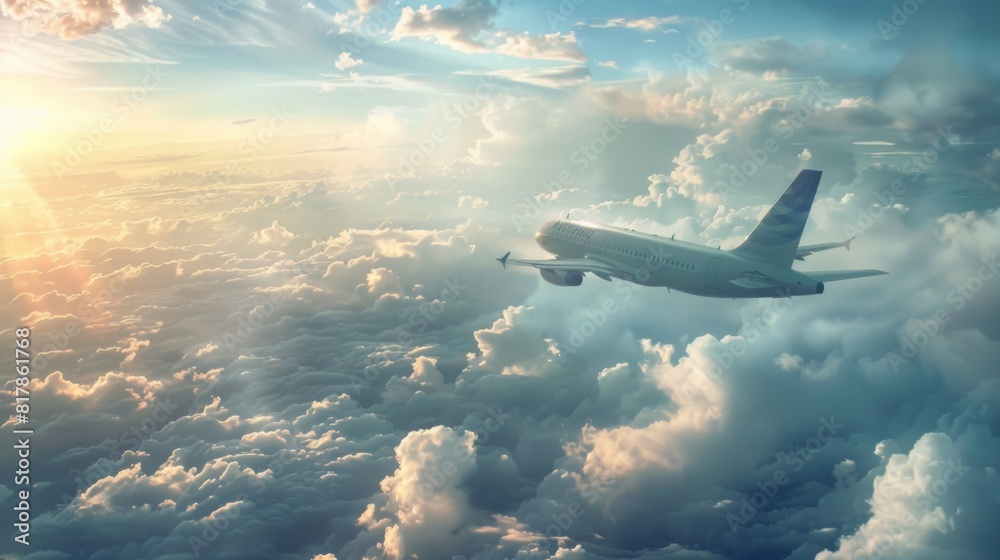 Fototapeta premium Passenger Airliner flying