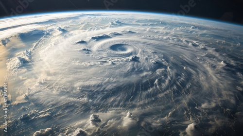 A powerful image of a hurricane seen from space, showcasing the immense power of nature