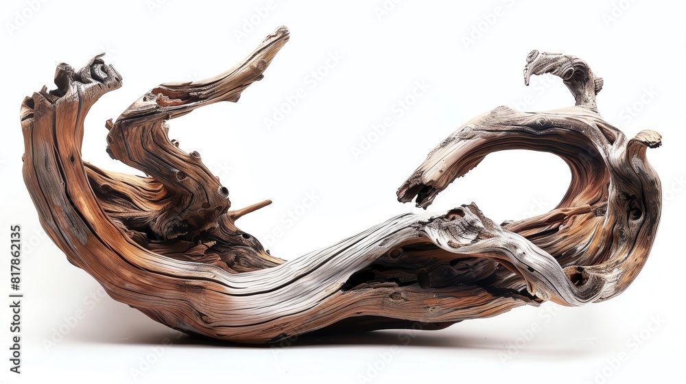 Driftwood sculpture intricately twisted and weathered perfect for adding a natural rustic touch to any coastalthemed room