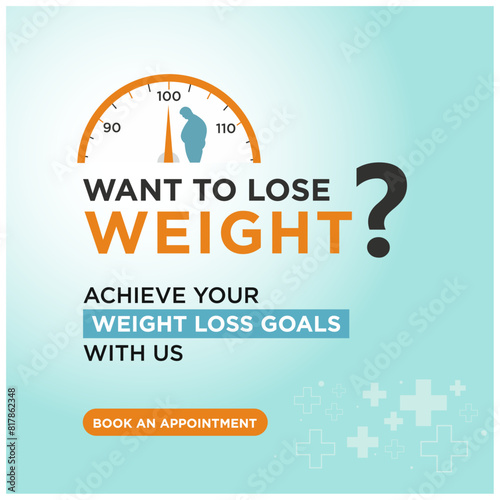 Weight Loss, Obesity Clinic Advertisement Design Template Vector