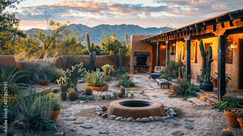 A cactus garden in a southwestern desert house photo