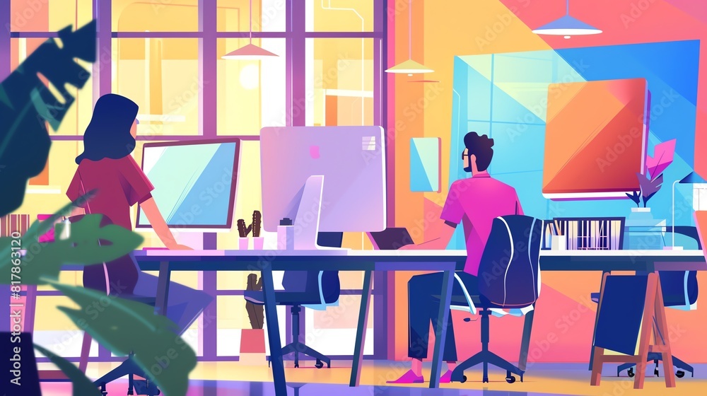 Art class flat design side view creative animation tetradic color scheme Art class flat design side view creative animation tetradic color scheme