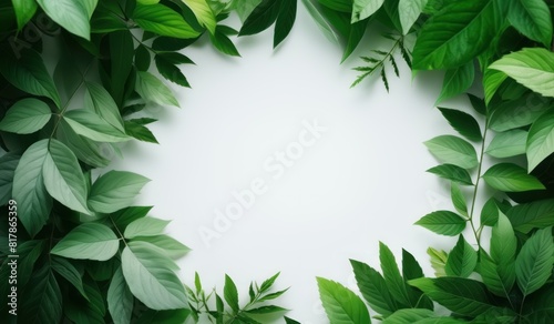 Nature background  abstract white frame in the leaves with copy space