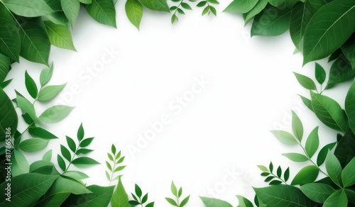 Nature background  abstract white frame in the leaves with copy space