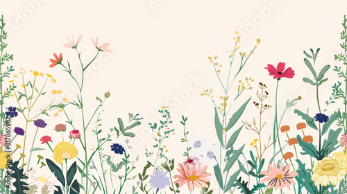 Floral card designs with wild flowers. Herbal background © Asad