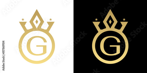 Letter G Crown Logo, Letter G Logo with crown Template for Sign Luxury Star Elegant Beauty,fashion