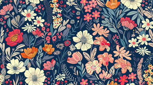 Floral seamless pattern with flowers vintage background