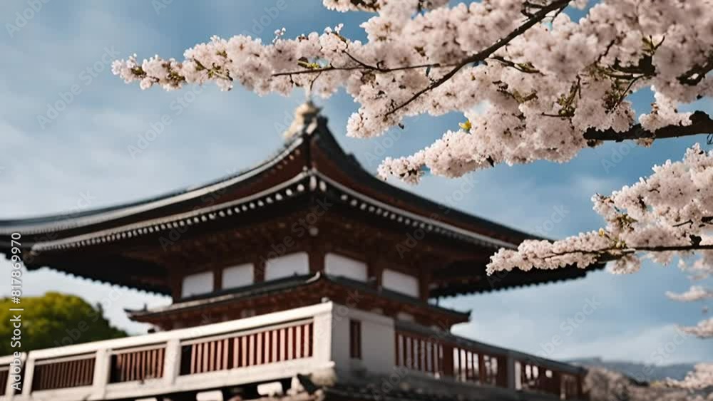 Japan Beautiful view of Pagoda and Mount Fuji with cherry blossom. Japan in the spring with cherry blossom Japan Beautiful view of Pagoda and Mount Fuji with cherry blossom. Japan in the spring with cherry blossom