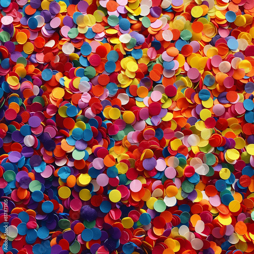 Fondo con detalle y textura de multitud de multitud de trozos de confetti de diferentes colores