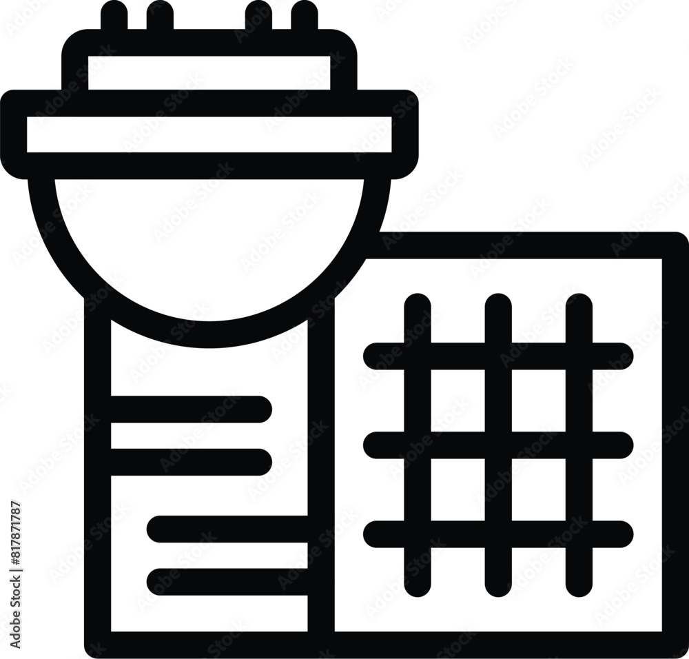 Vector icon representing a hardhat and blueprint, symbols of construction and planning Vector icon representing a hardhat and blueprint, symbols of construction and planning