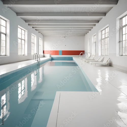 swimming pool user interior design minimalism white color © sherikhan12