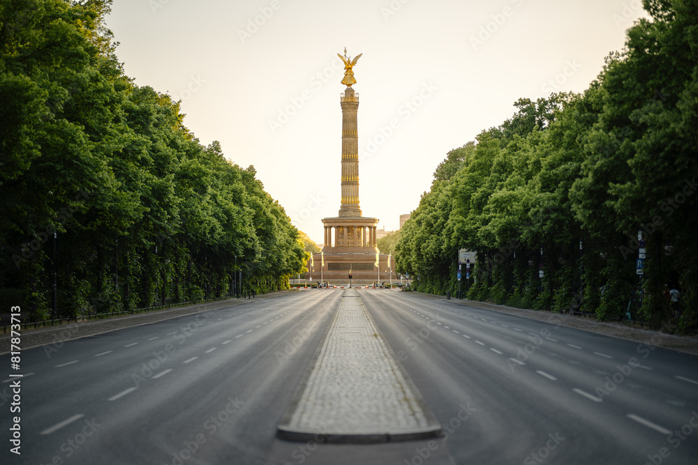 the victory column of berlin during sunset, germany