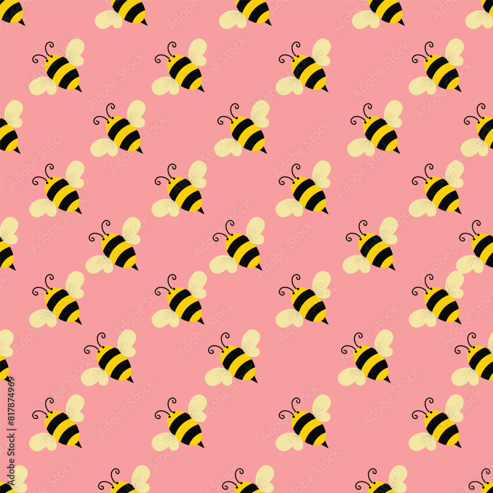 bee seamless pattern in flat vector	